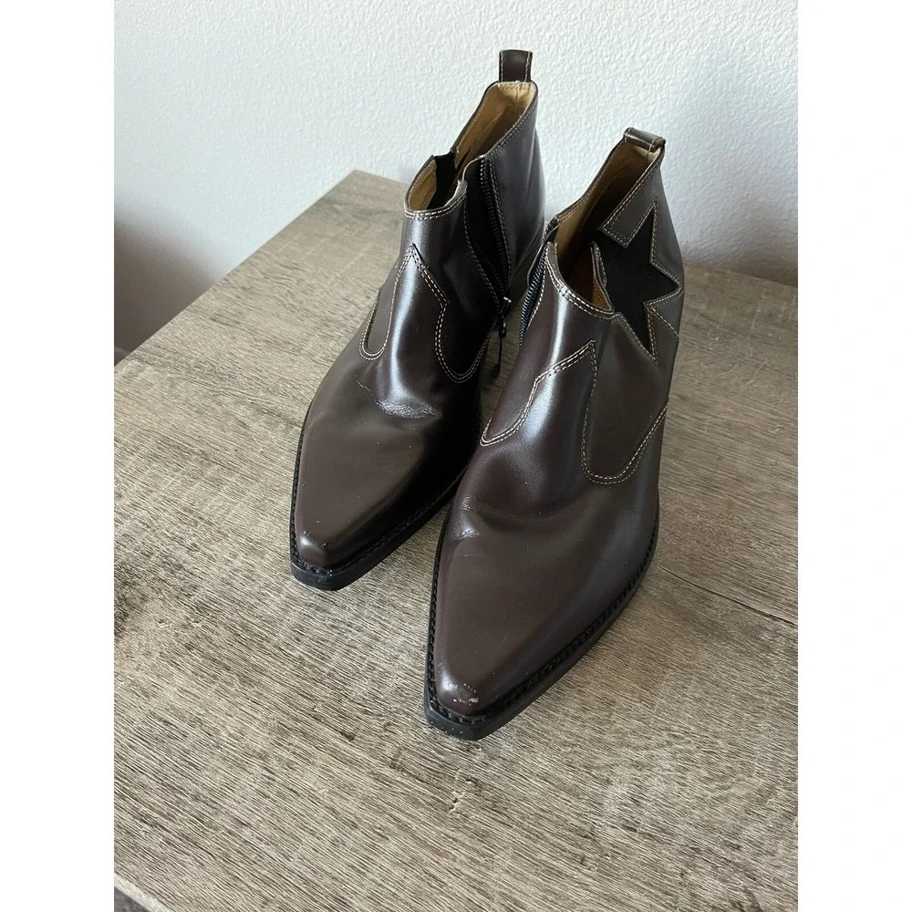 Women's Tommy Hilfiger cowgirl Star Ankle Western Booties SZ 9 Brown‎ Patriotic